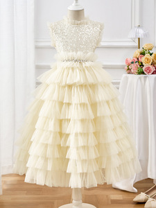 Nuevo Producto, Vestido de Princesa con Estrellas para Niñas, Primavera-Verano, Vestido de Alta Gama para Actuaciones de Piano - Product Image 5