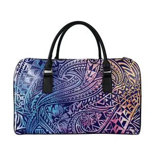 Travel Bag Duffle Samoa Polynesian Tattoo Reggae Print Women Leather Large Tote Weekender Overnight Carry-on Shoulder Duffel Bag