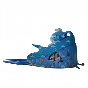Pelontar Luncur air tiup tema paus komersial istana Luncur istana pantul tiup Dengan Kolam untuk taman hiburan - Product Image 2
