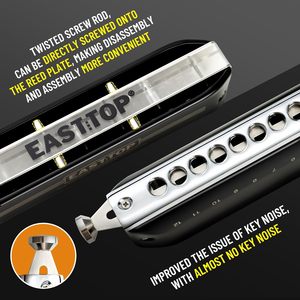 EAST TOP <span class=keywords><strong>FORERUNNER</strong></span> 2,0 sin válvulas Armónica cromática de 12 agujeros Órgano de boca para principiantes y estudiantes - Product Image 5