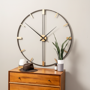 Minimalista negro redondo rotuladores de madera grande silencioso moderno, disponible a precios al por mayor reloj de pared de metal. - Product Image 1