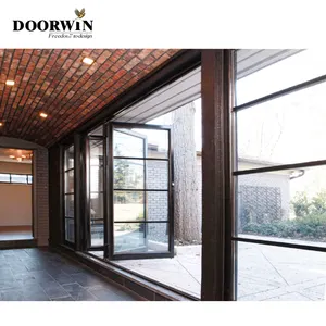 Doorwin-Precio de fabricación de aleación de aluminio, puertas plegables de vidrio para Patio, plegables, exteriores, de doble cristal