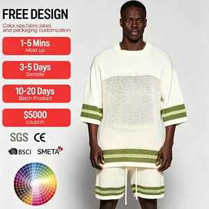 Maglione maglione lavorato a maglia da uomo e uncinetto da uomo in cotone a manica corta con Logo personalizzato - Product Image 1