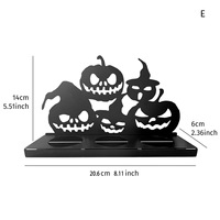 Tempat Lilin Siluet Besi Halloween, Ornamen Meja Tengkorak Hantu Penyihir 3D Dekorasi Pesta Seram