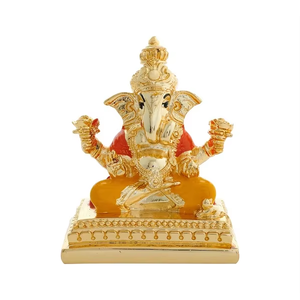 Premium Handmade Gold Plated Stainless Steel Ganesh Idol Religious Home Statue Eco-Friendly <b>Art</b> Decor Carved Handicraft Living - Product Image 2