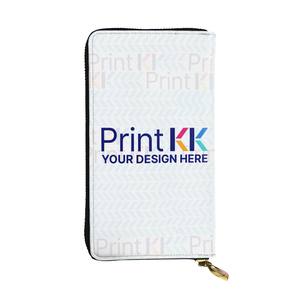 Custom image Casual Vintage Leather Long Clutch <b>Wallet</b> Short Length <b>Zipper</b> Closure RFID Feature Geometric Logo Pattern Genuine Cowhide Lining - Product Image 1