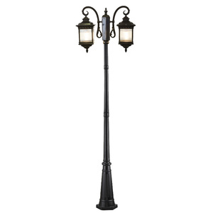 Lampadaire de jardin extérieur en fer avec abat-jour en verre LED, lumière blanc chaud 2700K, IP66, non-démontable, AC 220V, capteur de mouvement, alimenté par énergie solaire, 10 ans de garantie - Product Image 1