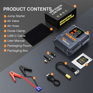 Démarreur portable 12 V pour <span class=keywords><strong>voiture</strong></span> et moto 3000A avec lumière LED et gonfleur de pneus 100 % <span class=keywords><strong>test</strong></span>é - Product Image 5