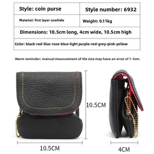 Porte-monnaie avec chaîne en cuir de vachette véritable avec logo personnalisé pour les femmes Mini sac en <span class=keywords><strong>or</strong></span> de grande capacité Rangement de pièces à la mode - Product Image 4
