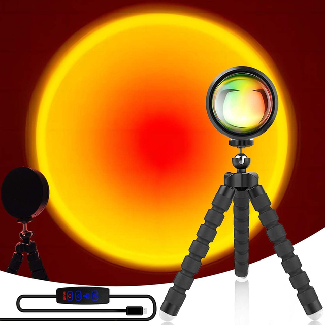 Low MOQ 16 Colors Sunset Lamp Projector with Remote Control Romantic Visual Led Light Projector Sunset 16 Couleurs Lampes