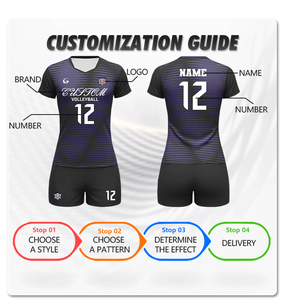 Maillots de volley-ball personnalisés en gros – Nouveau design avec impression sublimée du nom de votre équipe – Maillots de volley-ball bleus pour hommes et femmes Wv55 - Product Image 3