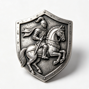 Escudo Medieval Personalizado en Aleación de Zinc con Relieve 3D, Forma de Escudo Plateado Antiguo para el Día del Padre o el Año Nuevo Chino - Product Image 4