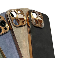 Coque de protection antichute en cuir d'agneau électroplaqué avec protection d'objectif métallique pour iPhone 17 Pro Max