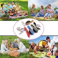 Ensemble de couverts pliables couteau-fourchette-cuillère, outils de camping en plein air, vaisselle portable en acier inoxydable pour pique-nique