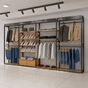 Su misura negozio di abbigliamento abbigliamento abbigliamento Stand da esposizione in metallo a parete cremagliera abbigliamento