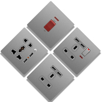 Prise de Luxe T1 GCC SASO à Panneau Fin 1/2/3/4 Gang, Dorée, Standard UK, 20A 45A 250V, Bipolaire, 3 Voies