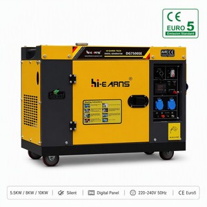 เครื่องกำเนิดไฟฟ้าแบบเงียบ Hi-earns 5.5KW 8KW 10KW เฟสเดียว 50Hz สตาร์ทดิจิตอล สำหรับใช้ในบ้าน มาตรฐาน CE Euro5 รุ่น DG7500SE 5.5kw - Product Image 1