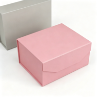 Boîte cadeau pliante élégante rose personnalisée, boîte d'emballage rigide en papier pliable avec fermeture magnétique pour cosmétiques et vêtements
