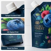 Pochette souple personnalisée en PE recyclable avec bec verseur pour jus, sac alimentaire à fond plat, impression numérique, 250 ml, 500 ml