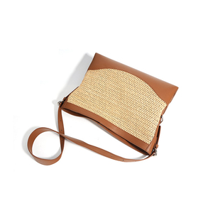 กระเป๋าโท้ทสานราฟเฟียสำหรับผู้หญิง ลดราคาสุดฮิต กระเป๋าสะพายไหล่สำหรับฤดูร้อนและชายหาด พร้อมสายสะพายยาว กระเป๋าหนังแท้ทรงถัง - Product Image 4