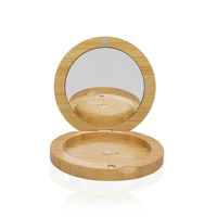 Boîtier compact pour poudre en bambou écologique personnalisé avec miroir, emballage de maquillage durable pour palette de fards à paupières rechargeable