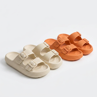 Sandales compensées en mousse EVA pour femme, antidérapantes, à semelle épaisse, double boucle, décontractées, pour intérieur et extérieur, à enfiler, direct usine