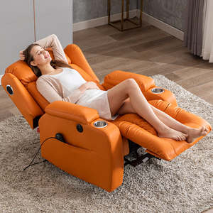 Sillón Reclinable Giratorio y Mecedora de Cuero con Masaje, Respaldo Alto y Portavasos para Casa Inteligente, Calidad de Lujo Personalizada - Product Image 1