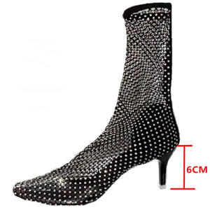 Zapatos de tacón de aguja de moda para mujer personalizados Wishbone Stocking Bling zapatos de fiesta de noche Sexy Rhinestone botines - Product Image 6