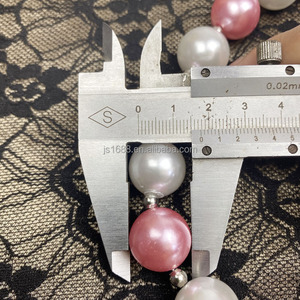 Moda niñas pequeñas 18mm malva Rosa Blanco Color grueso perla collar plástico Bubblegum cuentas joyería al por mayor - Product Image 5