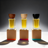Botol Parfum Kosong Mewah Custom Pabrik, Semprotan 30 Ml 50ml 100ml, Botol Kaca Persegi Dasar Tebal, Tutup Kayu, Sablon