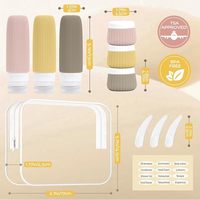 Ensemble de 6 flacons de voyage en silicone écologiques approuvés par la TSA, anti-fuite, réutilisables, pour cosmétiques, lotions et articles de toilette
