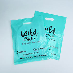 Bolsas de regalo ecológicas reciclables al por mayor para uso comercial, bolsas de compras de plástico con logotipo personalizado, bolsas con asa troquelada para compras. - Product Image 1