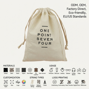 Bolsa de Algodón Natural con Cordón, Logotipo Impreso Personalizado, Ecológica, Bolsa Pequeña para Regalos, Joyería, Cosméticos, Café - Product Image 2