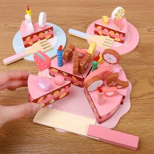 Jeu de blocs en bois pour enfants : cuisine éducative, gâteau d'anniversaire à découper avec bougies, aliments de jeu d'imitation pour tout-petits - Product Image 3