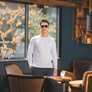 เสื้อยืดแขนยาวผู้ชาย ผ้าฝ้าย 100% คอกลม ทรงปกติ สีพื้น ใส่สบายๆ - Product Image 3