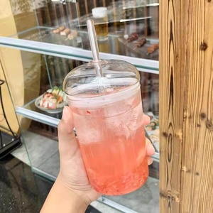 450ml moderna tazza di vetro ad alto borosilicato con coperchio e paglia per il succo di latte frullato di tè Tumbler personalizzabile per Boba Bubble Tea - Product Image 6