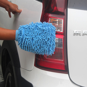 Car Cleaning Glove 26x19cm Chenille <b>Material</b> Double Sided For Car Wash - Product Image 1