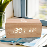 10W draadloze oplaadbare LED PVC Art Deco quartz wekker met mobiele telefoonoplader, woondecoratie