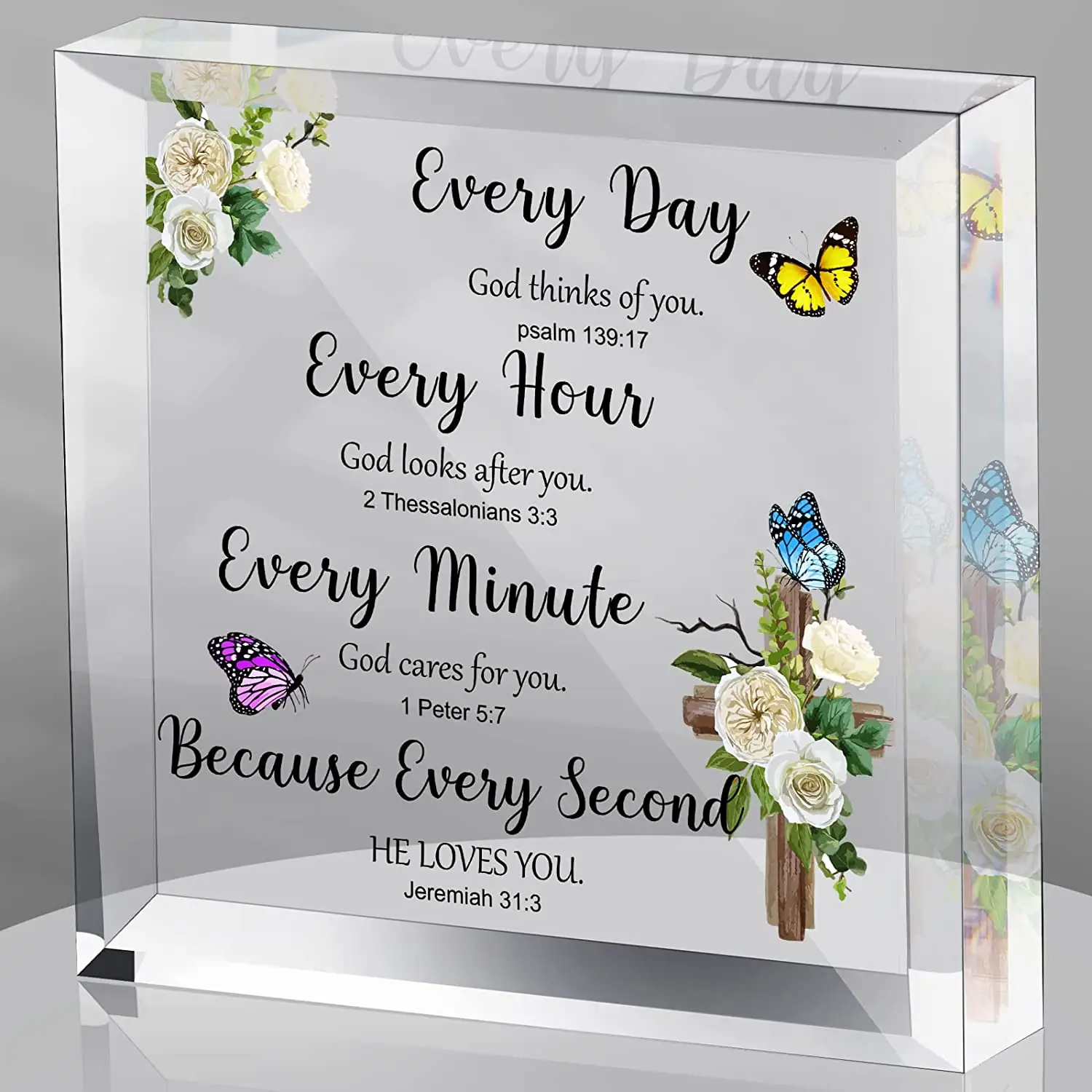 Acrylic Christian Gifts for Women Inspirational Gifts Modern Clear Acrylic Keepsake Paperweight with Bible Verse