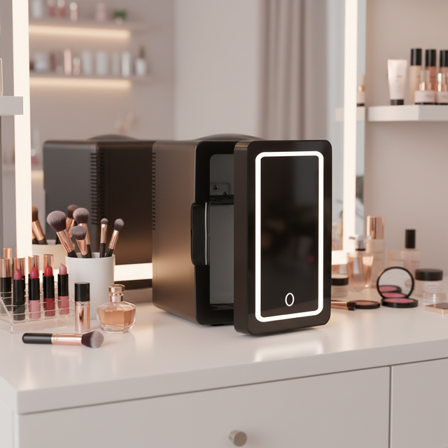 Wholesale 6 Liter Cosmetic Fridge Led Mirror Portable Customized Mini Glass Fridge Skincare Fridge for Cosmetics
