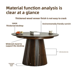 Mesa de Comedor Redonda Extensible y Plegable de Madera, Estilo Nórdico y Francés, de Mediados de Siglo, para Apartamentos Pequeños y Casas de Huéspedes de Lujo - Product Image 4