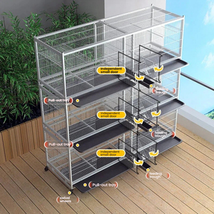 <span class=keywords><strong>Jaula</strong></span> Profesional Clásica Grande para Cría de Palomas, <span class=keywords><strong>Plegable</strong></span>, Apilable, de Tubo Cuadrado Galvanizado, con Ruedas y Bandeja de Plástico - Product Image 2