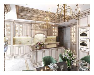 Kabinet dapur kayu padat kenari mewah Modern Amerika Set lengkap untuk dirakit dengan Pulau - Product Image 6