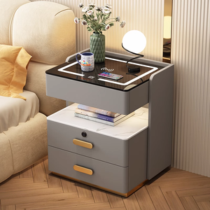 Multi Functional <strong>Bedside</strong> <strong>Table</strong> in the Bedroom, Equipped with Wireless Charging and Adjustable Tri Color <strong>LED</strong> Smart Nightstand - Product Image 4