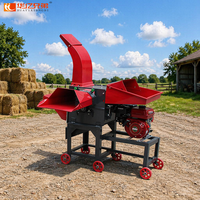 Hacheuse de fourrage multifonctionnelle modèle 680 à moteur essence, broyeur de paille et d'herbe sur roues mobiles pour l'alimentation du bétail agricole