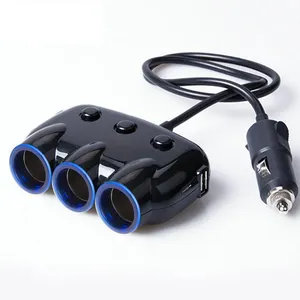 Pemantik Rokok Mobil Universal 3 Cara, Soket Adaptor 12V/24V 120W Pemisah Adaptor Daya dengan Saklar ON OFF dan LED Sirkuit