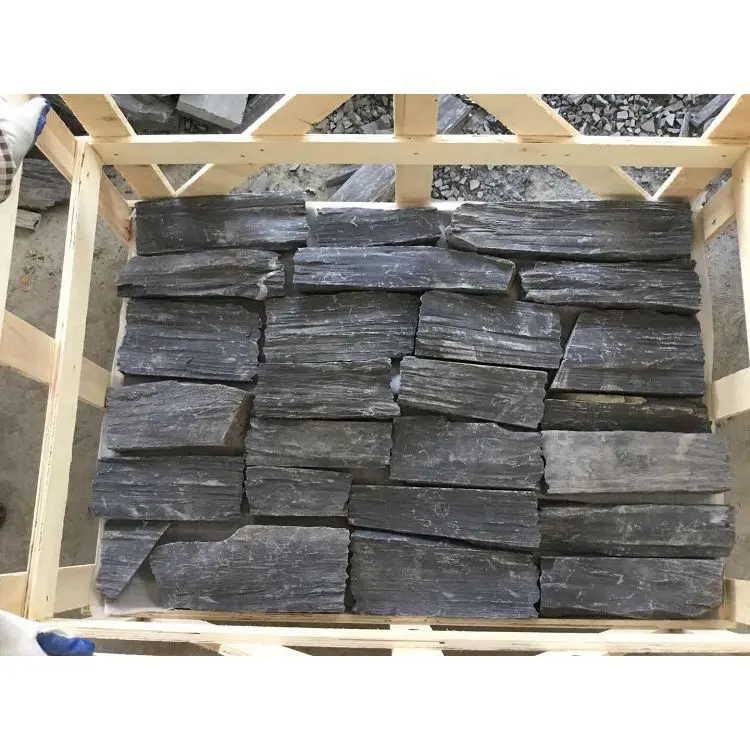 Pizarra negro cornisa de piedra de pared delgada de chapa de madera