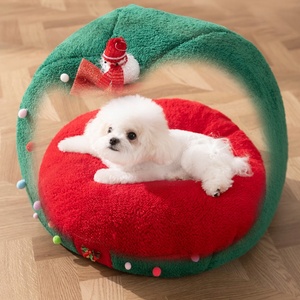 Lit-caban pour chat d'hiver, mignon et luxueux, style dessin animé, Noël, avec rembourrage en éponge antidérapante, écologique, pour les fêtes - Product Image 5