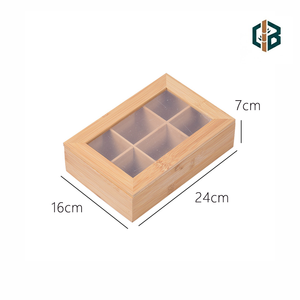 Boîte de rangement pour sachets de thé en bambou personnalisée avec couvercle, organiseur de dosettes de café à 8 compartiments, tiroir pour cuisine, bureau, vente en gros, écologique - Product Image 4