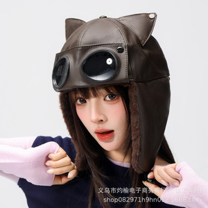 Cappello Invernale Retrò con Paraorecchie in PU, Stile Aviatore, Caldo e Antifreddo, 6 Pannelli, Decorazione con Rivetti, Casual e Personalizzato - Product Image 2